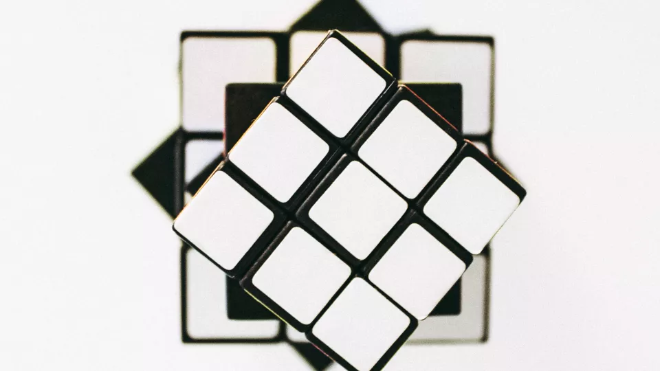 an image showing a rubrics cube that is white
