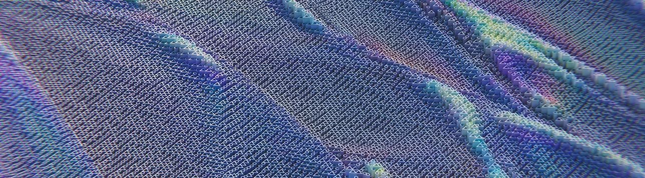 Image showing a blue weave of programming code.