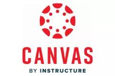 Logotyp för lärplattformen Canvas i rött och vitt.