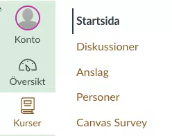 Så hittar du verktyget Canvas Survey när duär inloggad i Canvas.